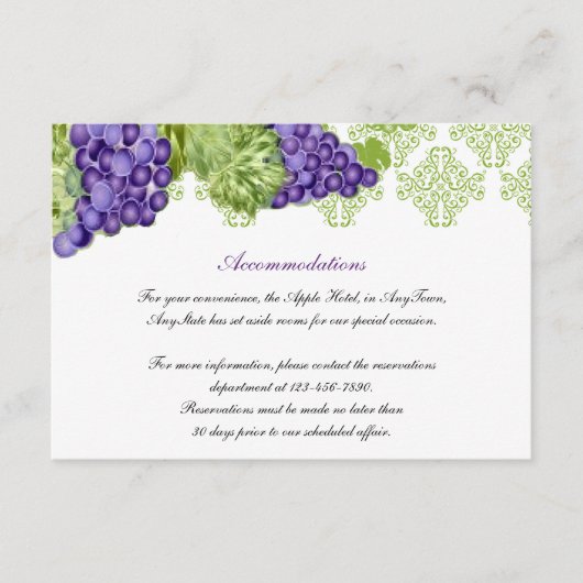 Grapevine Garden Wedding Insert Informatiekaartje (Voorkant)