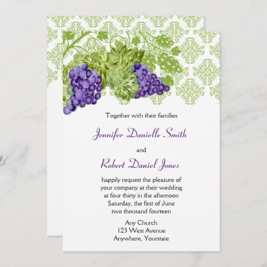 Grapevine Garden Wedding Invitation Kaart (Voorkant / Achterkant)