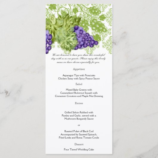 Grapevine Garden Wedding Menu (Voorkant)