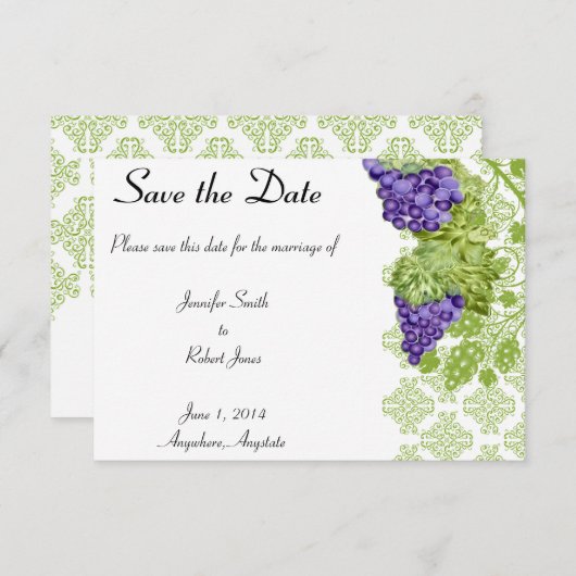 Grapevine Garden Wedding Save the Date (Voorkant / Achterkant)