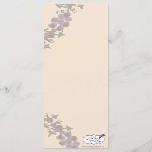 Grapevine krans bruiloft menu (Achterkant)