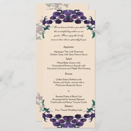Grapevine krans bruiloft menu (Voorkant / Achterkant)