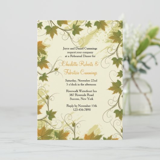 Grapevine Lijst Invitation Kaart (Staand voorkant)