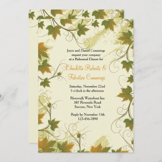 Grapevine Lijst Invitation Kaart (Voorkant / Achterkant)