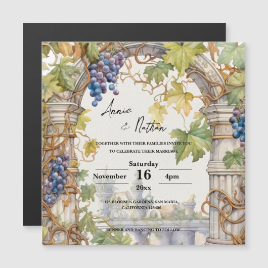 Grapevine Romantische wijngaard bruiloft uitnodigi (Voorkant / Achterkant)