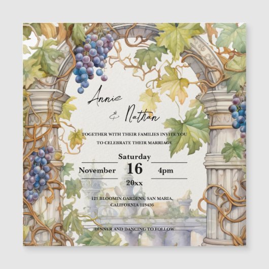 Grapevine Romantische wijngaard bruiloft uitnodigi (Voorkant)