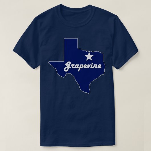 Grapevine Texas Navy Blue Lone State Kaart Texaan T-shirt (Design voorkant)