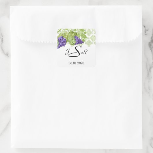 Grapevine Tuin Bruiloft Monogram Sticker (Tas)