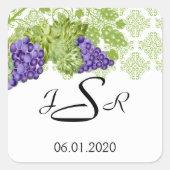 Grapevine Tuin Bruiloft Monogram Sticker (Voorkant)