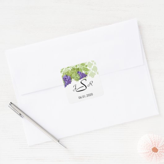 Grapevine Tuin Bruiloft Monogram Sticker (Envelop)
