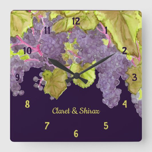 Grapevine Vineyard Paars Vierkante Klok (Voorkant)