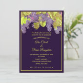 Grapevine Vineyard Paarse bruiloft uitnodiging (Staand voorkant)