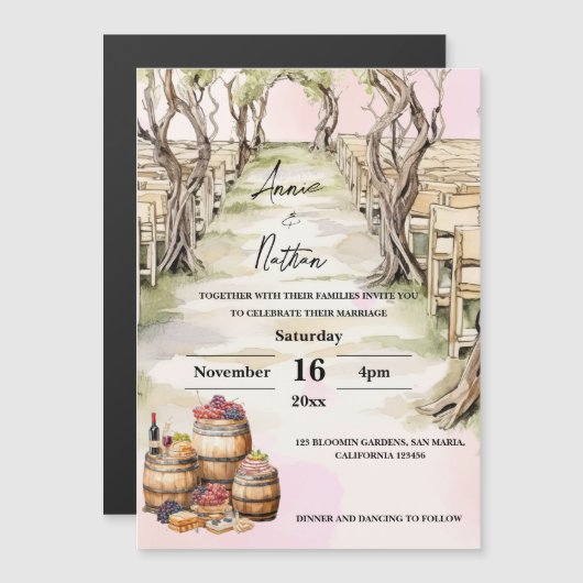 Grapevine Vineyard Romantische bruiloft uitnodigin (Voorkant / Achterkant)
