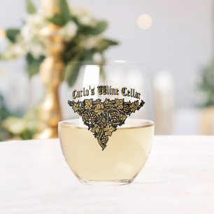 Grapevine wijnkelder gepersonaliseerd wijnglas zonder voet