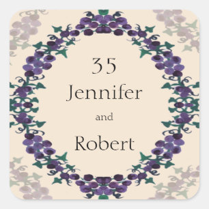 Grapevine Wreath Envelope Seal Vierkante Sticker