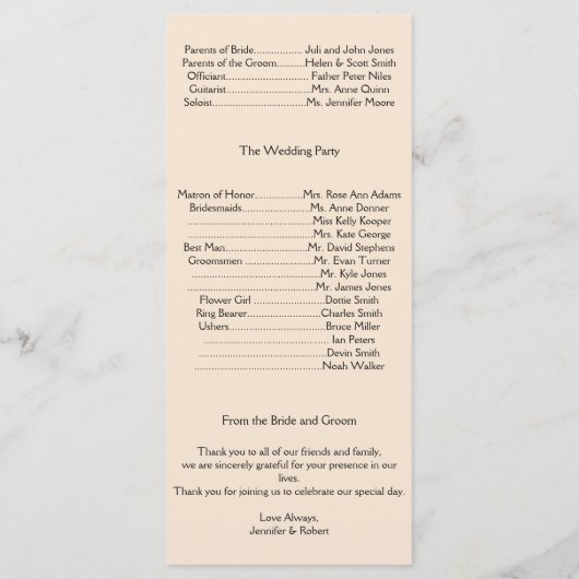 Grapevine Wreath Trouwprogramma Programmakaart (Achterkant)