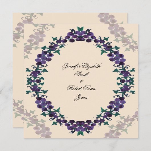 Grapevine Wreath Wedding Invitation Kaart (Voorkant / Achterkant)