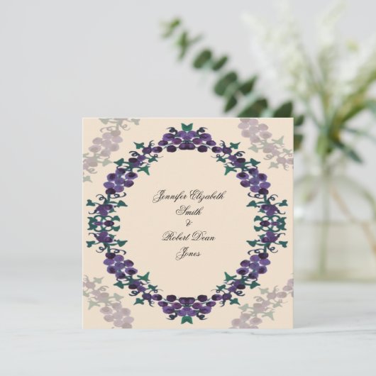 Grapevine Wreath Wedding Invitation Kaart (Staand voorkant)