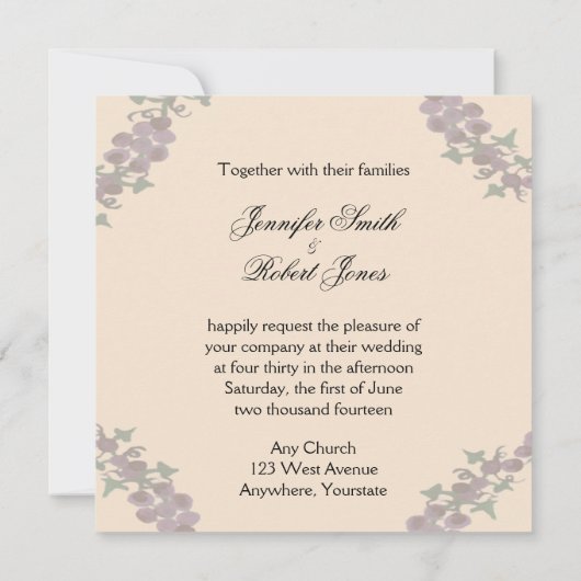 Grapevine Wreath Wedding Invitation Kaart (Achterkant)