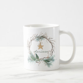 Grapevine WreatPine Branches Star Monogram Mok