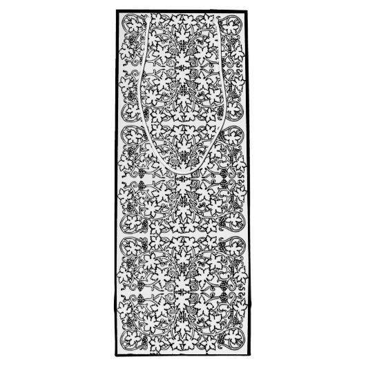  Grapevine Zwart Wit Patroon Wijnzak Wijn Cadeautas (Achterkant)