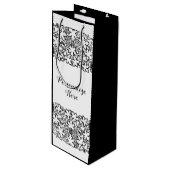  Grapevine Zwart Wit Patroon Wijnzak Wijn Cadeautas (Voorkant Gekanteld)
