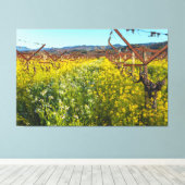 Grapevines en mosterdbloemen canvas afdruk (Insitu (Houten vloer))