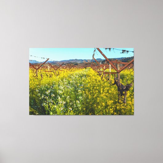 Grapevines en mosterdbloemen canvas afdruk (Voorkant)