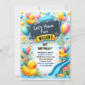 Graph Splash Bubbles Zomer Eend Schuim 1e Verjaard Kaart (Voorkant)