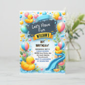 Graph Splash Bubbles Zomer Eend Schuim 1e Verjaard Kaart (Staand voorkant)
