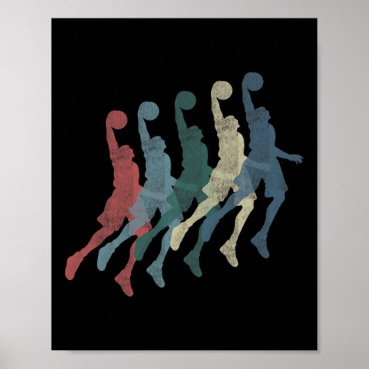 Graphic 365 Basketbal Sport  Retro Gift - Poster (Voorkant)
