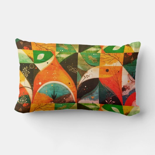 Graphic  Abstraction Cotton Lumbar Cushion Kussen (Achterkant)