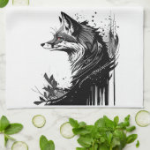 Graphic Art Fox Wild Animal Natuur Wildlife Art Theedoek (Gevouwen)