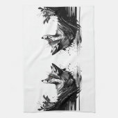 Graphic Art Fox Wild Animal Natuur Wildlife Art Theedoek (Verticaal)