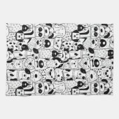 Graphic Art Line Tekening Dog Cartoons Theedoek (Horizontaal)