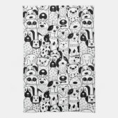 Graphic Art Line Tekening Dog Cartoons Theedoek (Verticaal)