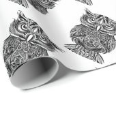 Graphic Art Owl Bird Black White logo Cadeaupapier (Rol Hoek)