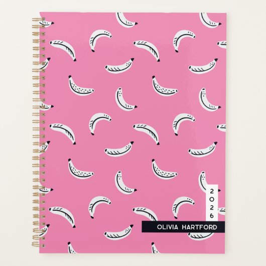 Graphic bananas - tropical fruit personalized name planner (Voorkant)