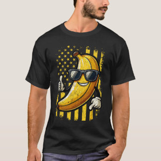 Graphic Bananas Trotse Naam Retro Amerikaanse Vlag T-shirt