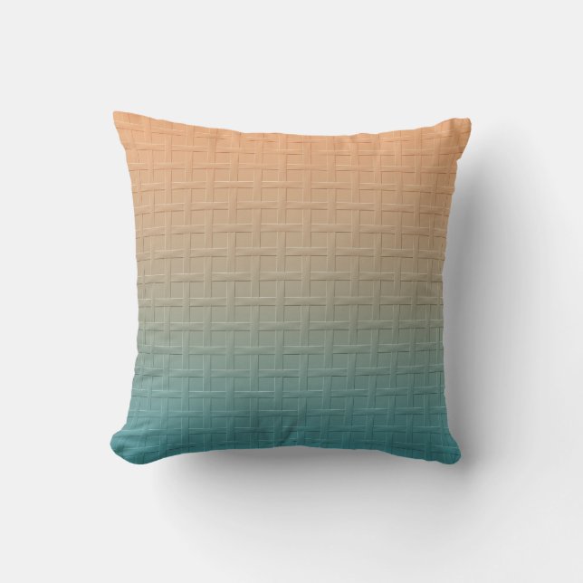 Graphic Basket Weave Pattern Gradient Blauwgroen B Buitenkussen (Voorkant)