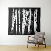Graphic Black en White Birch Tree Forest Rustic Wandkleed (In Situ (horizontaal))