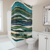 Graphic Blauw Groen Crème Abstract Douchegordijn (In situ)