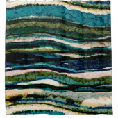 Graphic Blauw Groen Crème Abstract Douchegordijn (Voorkant)