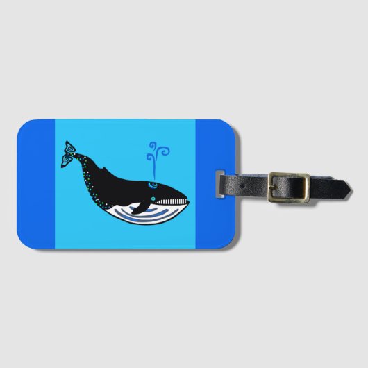 Graphic Blue WHALE - Marine blauw Bagagelabel (Voorkant (horizontaal))