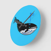 Graphic Blue WHALE - Oceaanblauw - Wildlife Ronde Klok (Hoek)