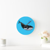 Graphic Blue WHALE - Oceaanblauw - Wildlife Ronde Klok (Huis)