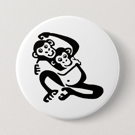 Graphic BONOBO - Chimpansee -Dierenvriend -Primaat Ronde Button 7,6 Cm (Voorkant)