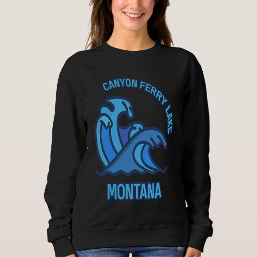 Graphic Canyon Ferry Lake Montana Pocket Wave Souv Trui (Voorkant)
