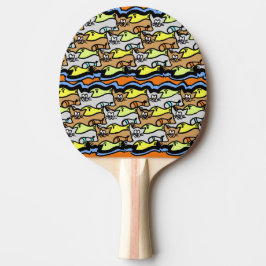 Graphic Cats and Fish Cartoon Ping Pong Paddle Tafeltennisbatje