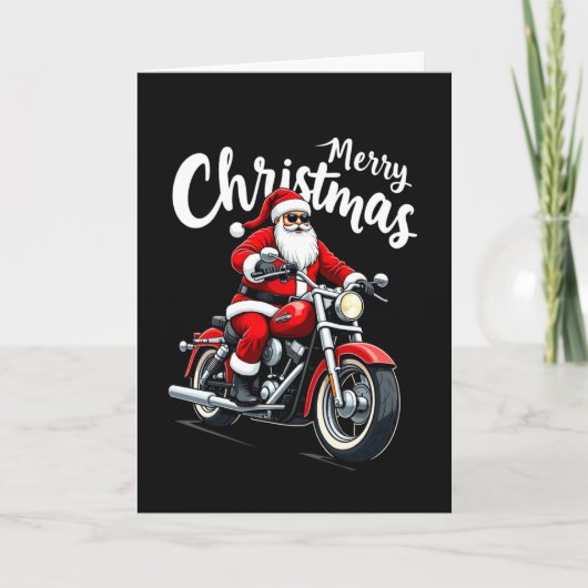 Graphic Cool Santa on Chopper Merry Christmas Card Kaart (Voorkant)